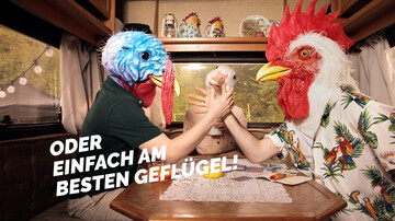 Ein Screenshot aus den Kurzfilmen: Diese bieten Unterhaltung statt Belehrung und schaffen Aufmerksamkeit, um die Verbraucher im zweiten Schritt mit tiefergreifenden Informationen zur Geflgelwirtschaft ber die neu gestaltete Webseite zu versorgen.