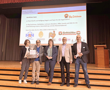 Herzlichen Dank an das Organisationsteam und die Sponsoren der Frühjahrstagung der deutschen WPSA-Gruppe 2025 in Göttingen, v. l.: Dr. Anke Förster, Prof. Dr. Reza Sharifi, Prof. Dr. Inga Tiemann, Prof. Dr. Michael Grashorn, Prof. Dr. Wolfgang Siegert.