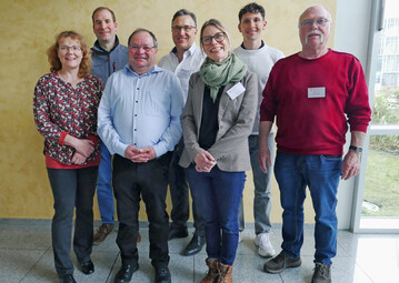 Die Referentinnen und Referenten der Mitgliederversammlung, v. l.: GWV-Geschäftsführerin Helga Futterknecht; Tierarzt Dr. Kristian Düngelhoef; GWV-Vorsitzender Guido Andres; Heinz Thoma, Firma imatec; Inga John, Ingenieurbüro Michael Herdt; Dennis Theissen, Firma imatec und Fachlehrer Detlef Groß.