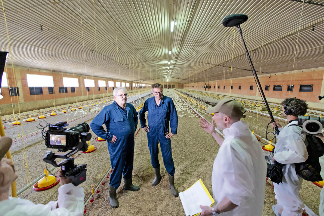 Dreharbeiten auf dem Hof Beckhove: Rigo aus Kerpen informiert sich auf dem Hof von Philipp Beckhove, wie High Tech im Stall dabei hilft, fr Qualitt, Tierwohl und Nachhaltigkeit zu sorgen. 