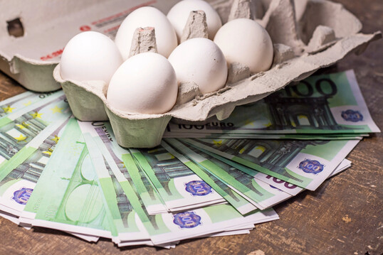 F�r Eier erhielten die Erzeuger h�here Preise. Dadurch stieg der Wert der Erzeugnisse zus�tzlich. 