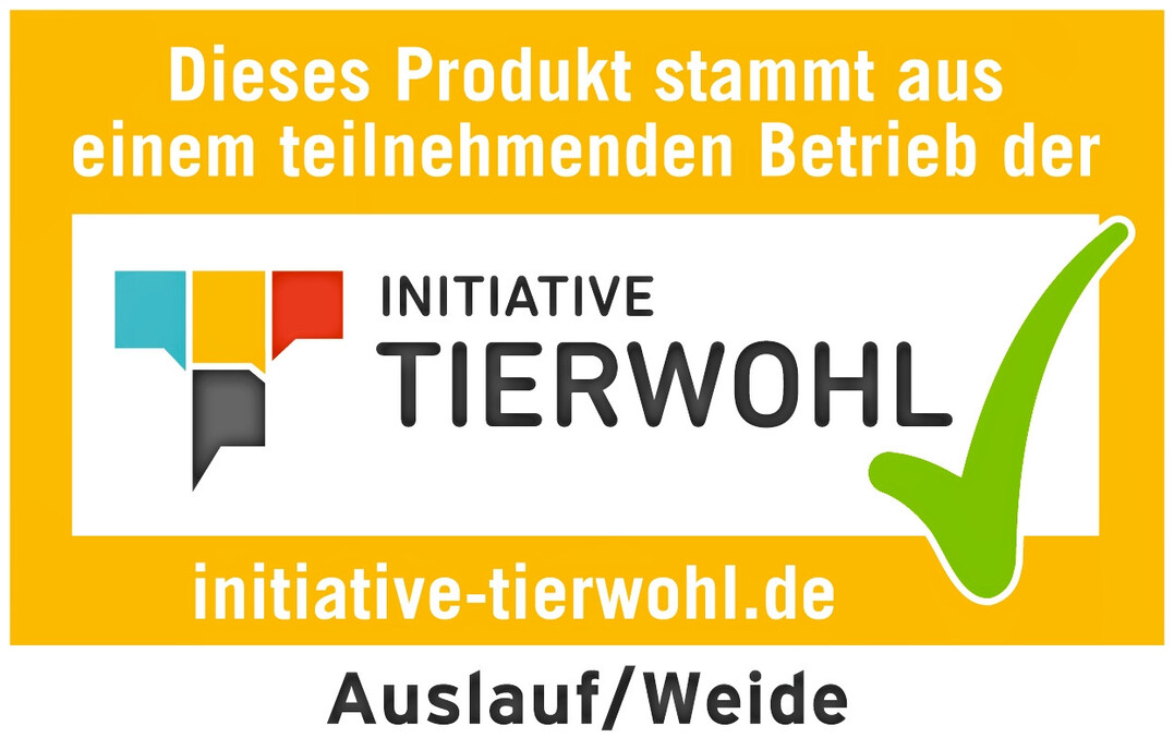 Programmsiegel der Initiative Tierwohl der Haltungsform Stufe 4 "Auslauf/Weide".
