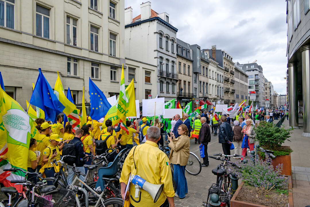 Für den anhaltenden Protest der Landwirte, hier am 16. Juli 2025 vor dem Europäischen Parlament in Brüssel, Belgien, schwindet das Verständnis im Europaparlament.