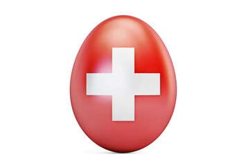 Easter egg with flag of Switzerland, 3D rendering