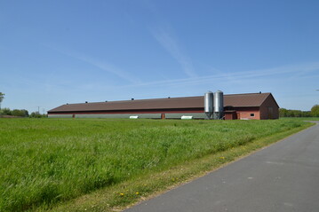 Der Betrieb Hauser in Rheda-Wiedenbrck wird in fnfter Generation betrieben.Am Hof gibt es vier Putenstlle, hier der neueste, 2011 gebaute Stall fr 6.500 Tiere. Der Aufzuchtstall befindet sich auf einem separaten Standort.