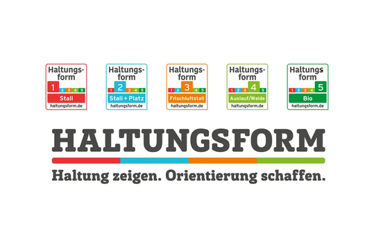 Die Haltungsform-Kennzeichnung hat seit dem 1. Juli 2024 fünf statt vier Stufen.
