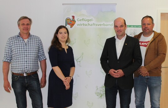 v. l. n. r.: Johannes Knpple (Beisitzer), Andrea Bauer (Geschftsfhrerin), Georg Heitlinger (1. Vorsitzender), Marcus Knninger (stellvertretender Vorsitzender). Die weiteren Mitglieder des Vorstandes und Beirates waren digital zugeschaltet.