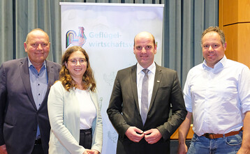 Vorstand und Geschftsfhrung des Geflgelwirtschaftsverbandes Baden-Wrttemberg (v. l.): Josef Wohlfrom, Andrea Bauer, Georg Heitlinger, Marcus Knninger.