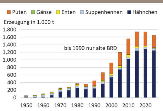 Entwicklung der deutschen Geflgelproduktion.