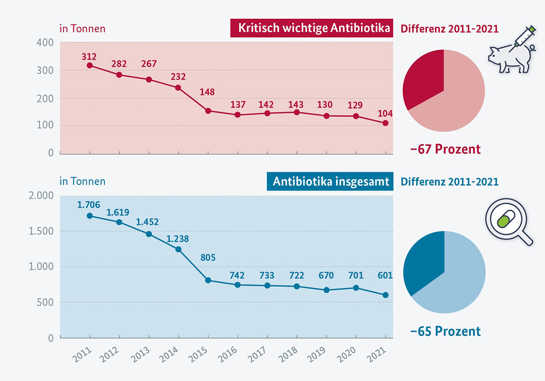 Wie hat sich der Antibiotika-Einsatz in der Tierhaltung entwickelt.?