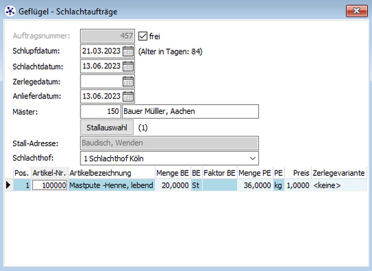 Schlachtauftrge werden im ERP-System winweb-food abgebildet.