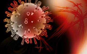 3D-Darstellung eines Aviren Influenza-Virus.