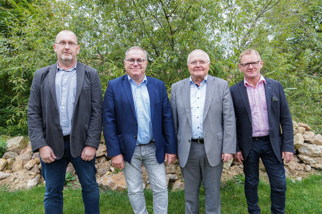 Eingespieltes Vorstandsteam (v.l.): Dr. Dirk Lehmann, Ludwig Schulz, Christian Riedel (Vorsitzender) und Jürgen Weber (stellv. Vorsitzender) – die anderen vier Vorstandsmitglieder waren verhindert.